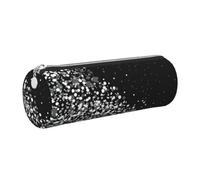 Black White Glitter Print Women Men Pencil Case Cylindrical Lightweight Pen Pouch Office Stationery Organizer
