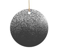 Black white glitter Printed Round Shape Xmas Ornaments 1PCS, Christmas Acrylic Pendant Hanging for Xmas Tree Home Indoor Outdoor Decor 1