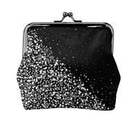 Black White Glitter Printing Coin Purse, Lightweight Minimalist Wallet For Music Festivals And Concerts, Black, One Size, Art Deco