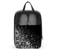 Black White Glitter Shoe Bag for Travel Water-Resistant Shoe Pouch for Gym Portable Sneaker Bag with Zipper Travel Luggage Shoes Organizer Soccer Cleats Bag for Gym, Luggage