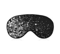 Black White Glitter Sleep Mask for Women Men, Soft Eye Mask with Adjustable Strap for Sleeping, Light Blocking Travel Blindfold for Nap Comfortable Eye Cover for Home Office