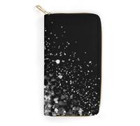 Black White Glitter Slim Thin Credit Card Wallet, PU Leather Bifold Cash Wallet, Zipper Coin Pocket Id Window Wallet Storage Bag Wallet Coin Purse Pouch Change Holder Small with Zipper for Men And Wom