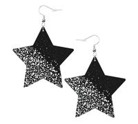 Black white glitter Statement Earrings for Women, Star Drop Earrings, Elegant Dangle Jewelry for Formal Gatherings