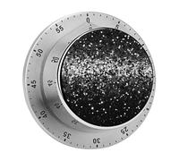 Black White Glitter Timer,Chef Cooking Timer Clock, Countdown Reminder No Batteries Required- Exquisite Stainless Steel Body for Exercise Outdoors