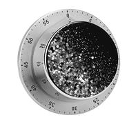 Black White Glitter Timer,Chef Cooking Timer Clock, Countdown Reminder No Batteries Required- Exquisite Stainless Steel Body for Exercise Outdoors