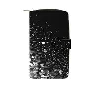 Black White Glitter Wallet Multifunctional Leather Wallets for Men Compact Long Wallet Credit Card Holder Passport Bag