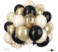 Black White Gold Balloons, 60pcs 12Inch Black Gold and White Sand Balloons,Metal Gold and Confetti Balloon for Graduation Birthday Baby Shower Wedding New Year Party Decorations