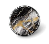 Black White Gold Foil Marble Badge Holder Exquisite Round Badge with Picture Pin DIY Button Badges Personalized Metal Button Pin Fashion Brooch Crafts Gifts Clothes Decorative Pins