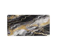 Black White Gold Foil Marble Desk Pad with Non-Slip Waterproof Rubber Base Large Extended Gaming Mouse Pad 32.6x11.8 Inch Large Mouse Pads Desk Mat for Desktop Office Home Laptop Blotter