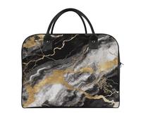 Black White Gold Foil Marble Duffel Bag Lightweight Travel Gym Bags Large Capacity Tote Bag for Daily Storage Works Trips