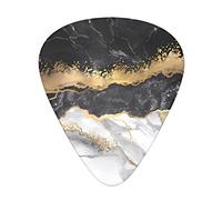 Black White Gold Foil Marble Guitar Plectrums 12 Pieces Set - Comfortable In The Hand With Smooth Edges Three Thicknesses To Match
