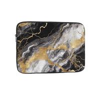 Black White Gold Foil Marble Laptop Sleeve for Women Men, 15 Inch Waterproof Laptop Bag Lightweight Notebook Computer Cover Bag