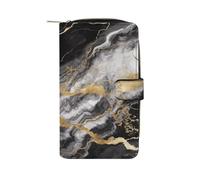 Black White Gold Foil Marble Wallet Multifunctional Leather Wallets for Men Compact Long Wallet Credit Card Holder Passport Bag
