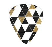 Black White Gold Triangles Guitar Pick 12 Packs Guitar Plectrums Best Musical Gift Including 0.46mm/0.71mm/0.96mm