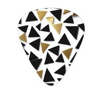 Black White Gold Triangles Print 12 Pieces Guitar Picks For Guitars And Ukulele, Unique Guitar Present