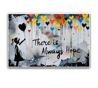 Black White Graffiti Girl Art Colourful Balloons Wall Decor Inspirational Quotes Canvas Print Modern Contemporary Poster Indoor Decor for Home Offices Living Room Bedroom Nursery Dining Room Farmhouse