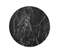 Black White Granite Marble Stone Round Dining Placemats Set of 6 Place Mats for Kitchen Table Decoration