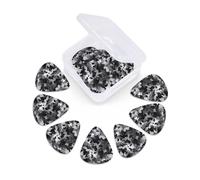 Black White Gray Camouflage Guitar Picks 12 Pack Thin, Medium & Heavy 3 Different Thickness Celluloid Guitar Plectrums with Storage Box Personalized Guitar Pick for Acoustic Guitar, Bass