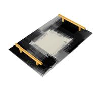 Black White Gray Ink Art Decorative Cocktail Tray - Stylish Food Service Tray with Handles for Jewelry Perfume and Breakfast - Versatile Plastic Bandeja for Home Décor