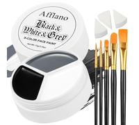 Black White Grey Face Paint Halloween SFX Makeup Kit, Gray Black White Face Body Paint for Kids Adults Party, Cosplay Scary Clown Stage Blood Vampire Zombie Halloween Costume Horror Fx Makeup Set 9Pcs
