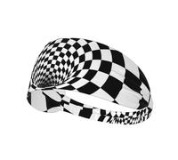 Black White Grid Geometric Swirl Women Men Head Bands Elastic Headband Moisture Wicking Sweatband For Tennis Outdoor Activities Cycling