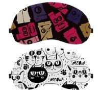 Black White Hipster Cats Pattern 2-Pack Light-Blocking, Soft, Breathable Sleeping Masks Blindfold Sleep Masks