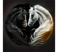 Black White Horse Jigsaw Puzzle 150 Pieces 65x65cm/26x26inch, Difficult jigsaw puzzles for Adults 150, Beautiful Art work, Great Festive Puzzle Gift for Men/Women