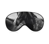 Black White Horses Sleep Mask Comfort Travel Eye Masks with Adjustable Elastic Strap Soft Funny Block Light Sleep Eye Cover for Side Sleeper for Nap Men Women Gift