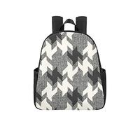 Black White Hounds Tooth Commuter Backpack 12.40x5.12x14.17inch Daypack Multipurpose Casual School Backpacks Business Travel School,Office