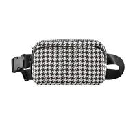 Black White Houndstooth Cute Crossbody Bag Waist Packs for Women Men Teenagers Large Capacity Crossbody Bag Anti Theft Waist Pack with Adjustable Strap for Travel Running Hiking, Black White