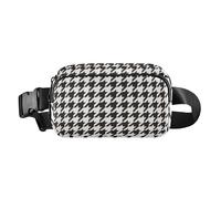 Black White Houndstooth Stylish Waist Bag Fanny Pack for Women Men Teenagers Water Resistant Croose Body Purse with Adjustable Strap for Travel Gym Work, Black White Houndstooth, One Size