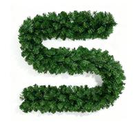 Black/White Imperial Pine Wreath Christmas Holiday Xmas Home Office Fireplaces Stairs Decoration with Non Pre-Lit (CW/WW/Multicolour LEDs), Plain Green, 2m Garland