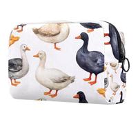 Black White Indian Runner Ducks Cosmetic Bag for Women, Travel Toiletries Bags Large Makeup Handy Pouch Organiser Bag with Zipper