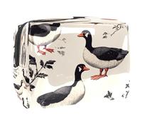 Black-White Indian Runner Ducks Cosmetic Bag for Women, Travel Toiletries Bags Large PVC Makeup Handy Pouch Organiser with Zipper