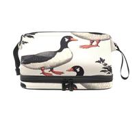 Black-White Indian Runner Ducks Double Layer Cosmetic Bag for Women and Girls, Travel Toiletry Bag Makeup Handy Pouch Organiser Bag with Brush Compartment