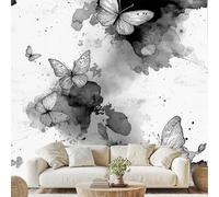 Black White Ink Butterfly 3D Wallpaper Hand Drawn Butterfly Animal Wall Stickers 200x140 cm Modern Art Canvas Wallpaper for Bedroom Living Room Stickers Mural Peel and Stick Wall Art Dv42y