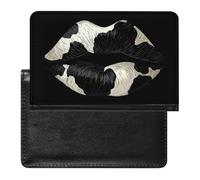 Black White Kiss Lips Passport Holder Cover PU Leather Passport Wallet Organizer Protector Slim Travel Accessories