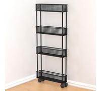 Black White Kitchen Pantry Over The Door Organizers and Storage, Heavy Duty Behind The Door Rack with Shelf Bedroom/ Bedroom/ Dorm, Metal After The Door Organizer(Black 40cm/15.7"x9cm/3.5",4 Tier)