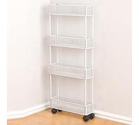 Black White Kitchen Pantry Over The Door Organizers and Storage, Heavy Duty Behind The Door Rack with Shelf Bedroom/ Bedroom/ Dorm, Metal After The Door Organizer(White 50cm/19.7"x12cm/4.7",4 Tier)