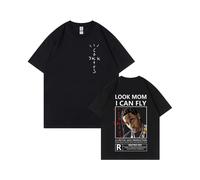 (Black [White Label], XL) Summer Mens Short Sleeve T-Shirts Ins Kanye Travis Scott Simple Print American Style Short Sleeve