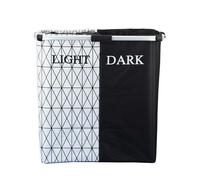 (Black White) Laundry Basket Dirty Clothes Hamper Oxford Cloth Organizer Washing