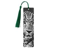 Black White Leopard Animal Wood Bookmark for Men Women Reading Wooden Bookmarks Unique Handmade Book Marks with Tassel Pendant Craft Bookmark for Book Lovers Birthday Teachers Gift