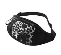 Black & White Leopard Bum Bag Waist Fanny Pack,Adjustable Waist Bag for Women Men