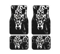 Black & White Leopard Car Floor Mats Set Of 4,Front Rear Carpets Mats