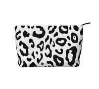 Black White Leopard, Cosmetic Bag Corduroy Makeup Bag Portable Travel Toiletry Bag