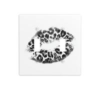 Black White Leopard Lip Kiss Mark Double Gang Toggle Light Cover Wall Plate Switch Decor Standard Size - 11.4x11.4cm