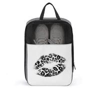 Black White Leopard Lip Kiss Mark Shoe Bag for Travel Daily Use Anti-dust Storage Carrier Golf Shoe Pouch