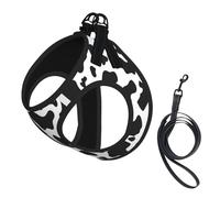 Black & White Leopard Print Harness Leash Set For Cats And Dogs, Reflective Adjustable, Soft Breathable Mesh Vest With Escape-Proof Lead, For Small Pets And Kitten Puppies