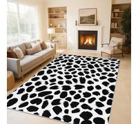 Black White Leopard Print Rugs for Living Room Bedroom, Cheetah Print Area Rugs Large 120x170 cm, Washable Non Slip Pattern Carpet Home Decor C&J47