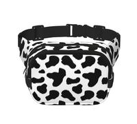 Black & White Leopard Print Unisex Square Double Layer Waist Bag Crossbody Fanny Pack Travel Workout Accessory, Black, One Size